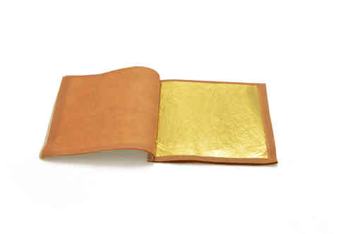 25 Blatt 8 x 8 cm zum vergolden Orange-Doppelgold 22 Karat Blattgold lose 